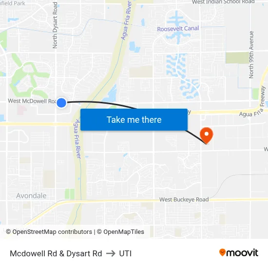 Mcdowell Rd & Dysart Rd to UTI map