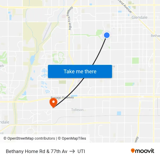 Bethany Home Rd & 77th Av to UTI map