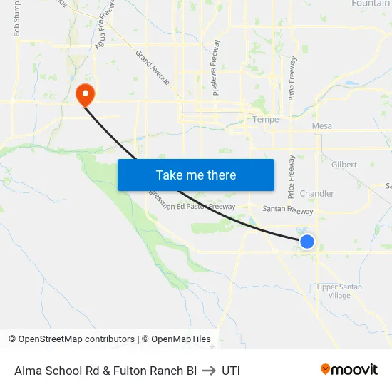 Alma School Rd & Fulton Ranch Bl to UTI map