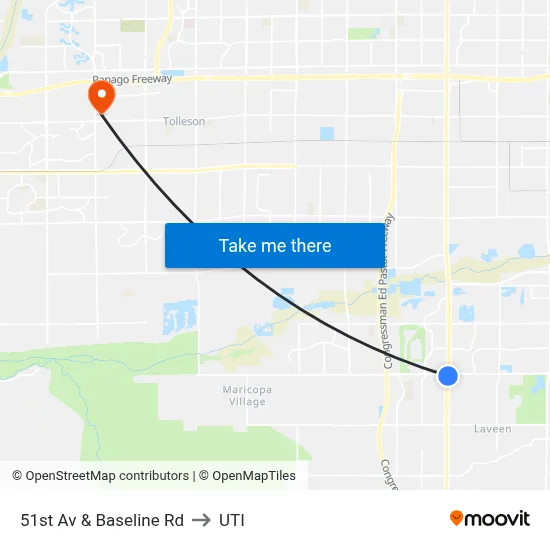 51st Av & Baseline Rd to UTI map