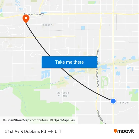 51st Av & Dobbins Rd to UTI map