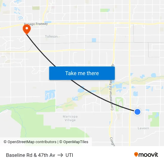 Baseline Rd & 47th Av to UTI map