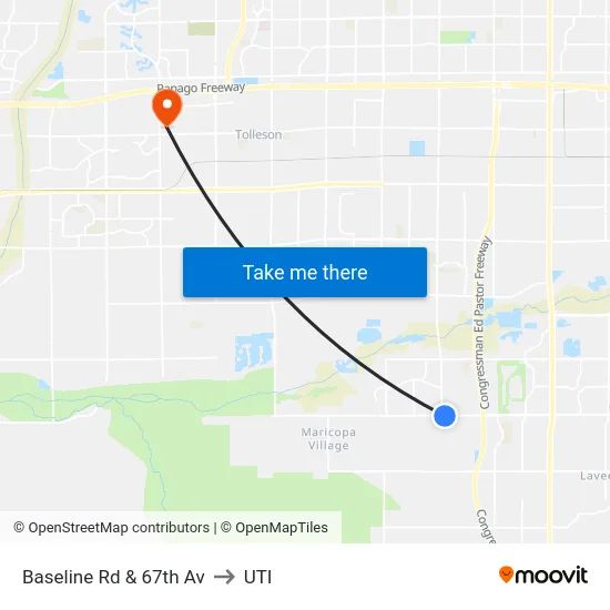 Baseline Rd & 67th Av to UTI map