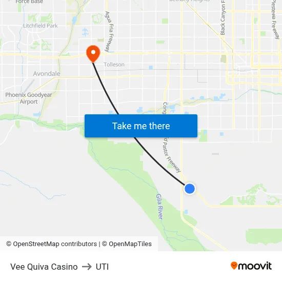 Vee Quiva Casino to UTI map