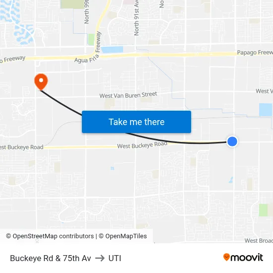 Buckeye Rd & 75th Av to UTI map