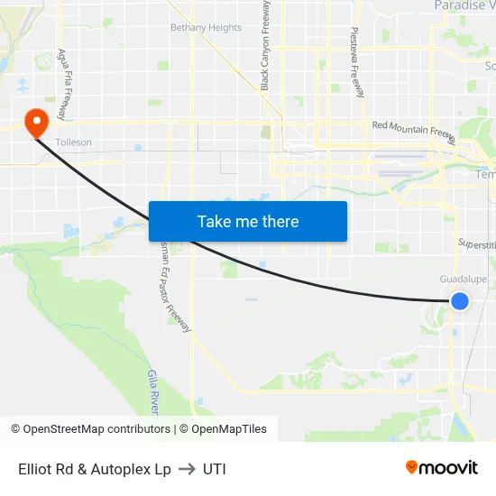 Elliot Rd & Autoplex Lp to UTI map