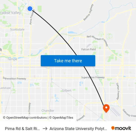 Pima Rd & Salt River Fields to Arizona State University Polytechnic campus map