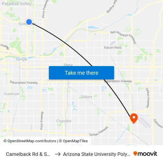 Camelback Rd & Saddlebag Trl to Arizona State University Polytechnic campus map