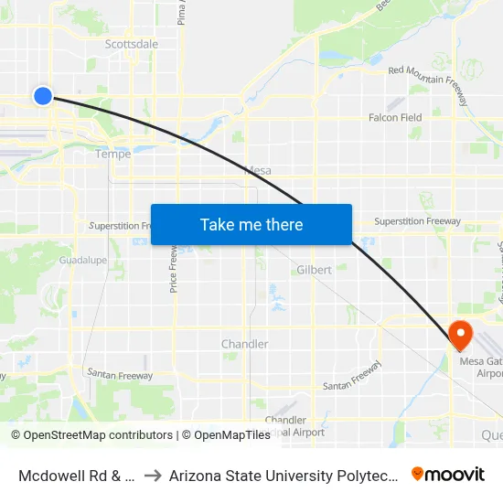 Mcdowell Rd & 41st St to Arizona State University Polytechnic campus map