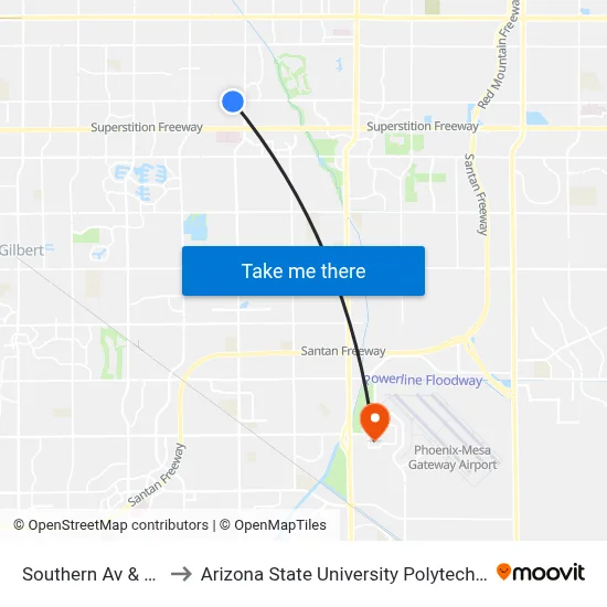 Southern Av & St Paul to Arizona State University Polytechnic campus map
