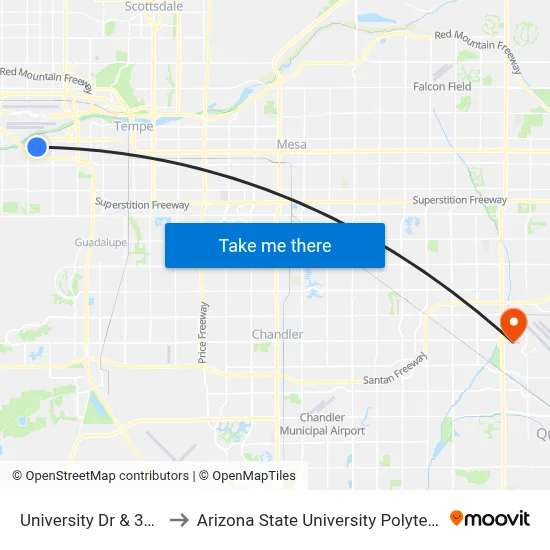 University Dr & 3439 West to Arizona State University Polytechnic campus map