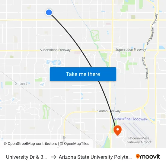 University Dr & 3443 East to Arizona State University Polytechnic campus map