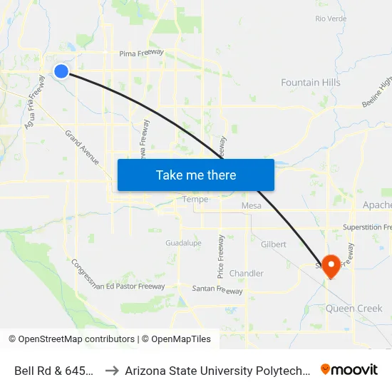 Bell Rd & 6451 West to Arizona State University Polytechnic campus map