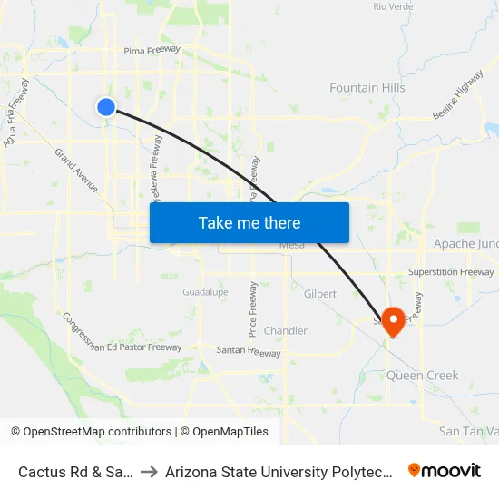 Cactus Rd & Sand Lily to Arizona State University Polytechnic campus map