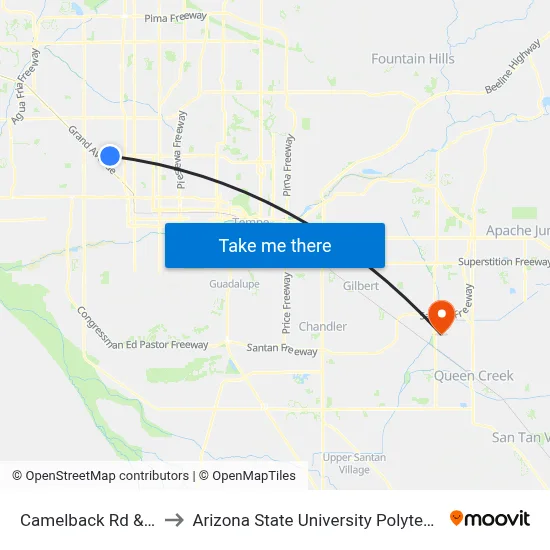 Camelback Rd & 35th Av to Arizona State University Polytechnic campus map