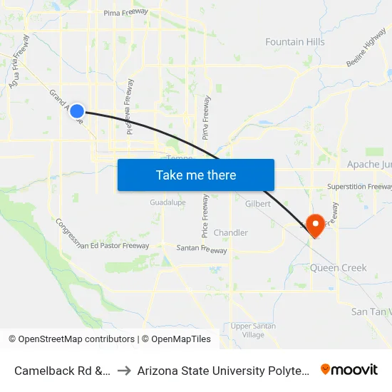 Camelback Rd & 37th Av to Arizona State University Polytechnic campus map
