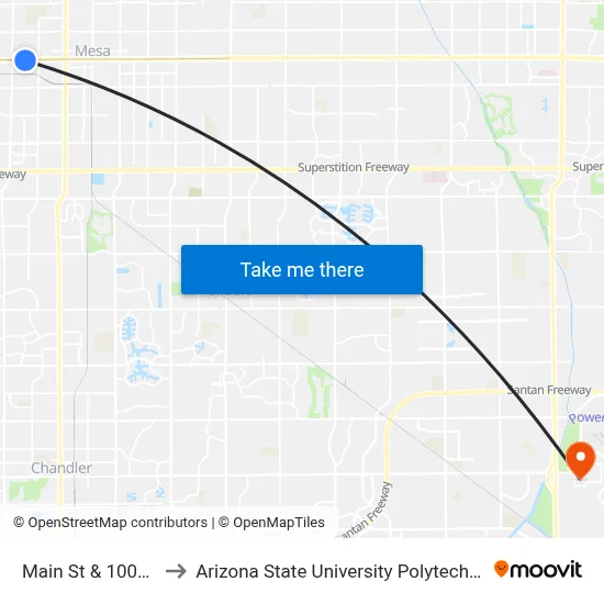 Main St & 1007 West to Arizona State University Polytechnic campus map