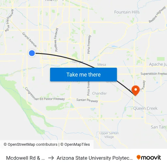 Mcdowell Rd & 41st Av to Arizona State University Polytechnic campus map