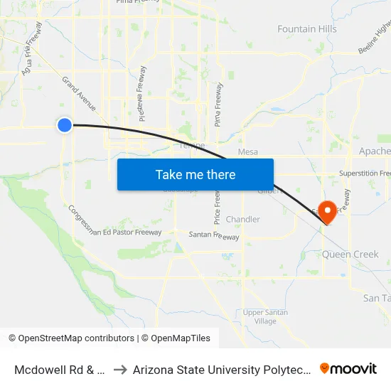 Mcdowell Rd & 59th Av to Arizona State University Polytechnic campus map