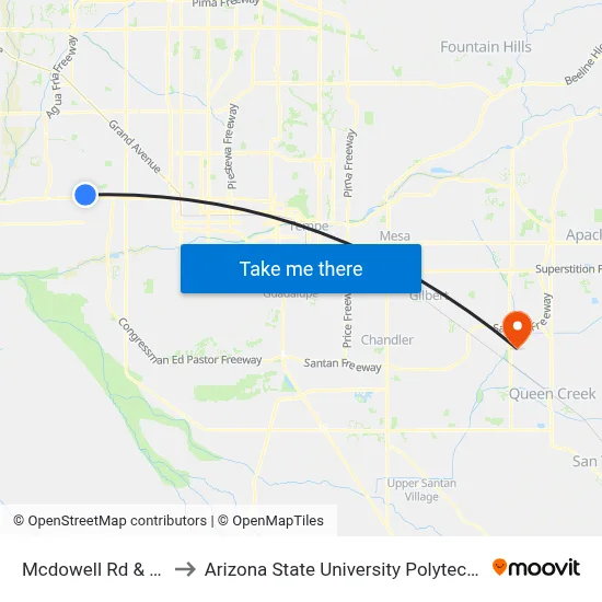 Mcdowell Rd & 75th Av to Arizona State University Polytechnic campus map