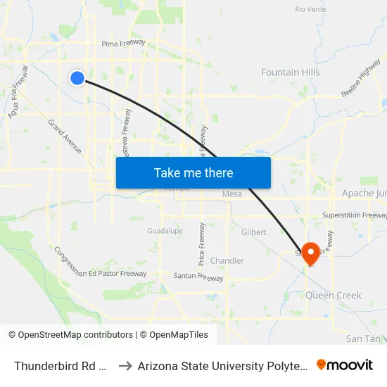 Thunderbird Rd & 35th Av to Arizona State University Polytechnic campus map