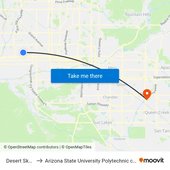 Desert Sky Tc to Arizona State University Polytechnic campus map