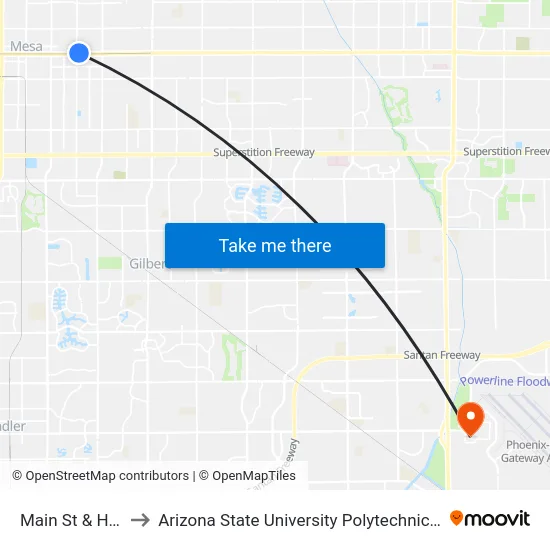 Main St & Horne to Arizona State University Polytechnic campus map