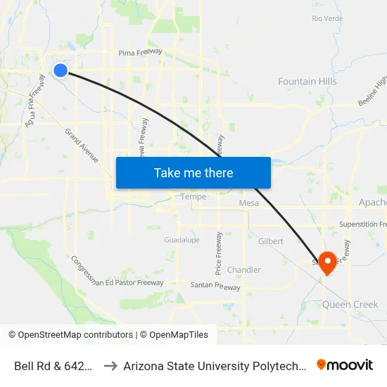 Bell Rd & 6426 West to Arizona State University Polytechnic campus map