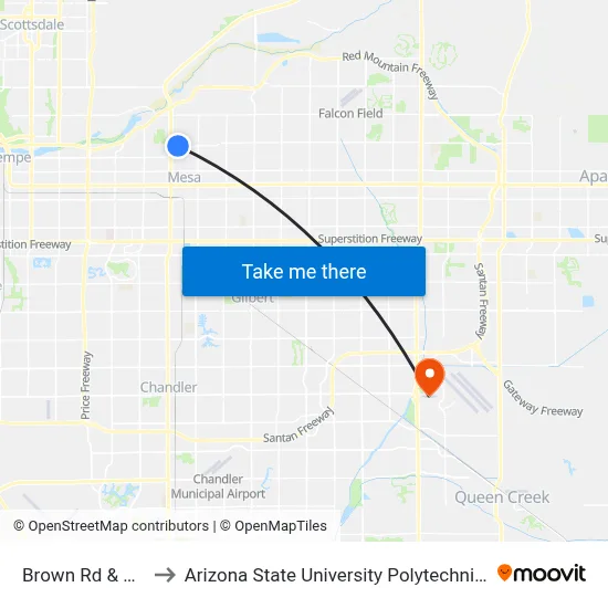 Brown Rd & Grand to Arizona State University Polytechnic campus map