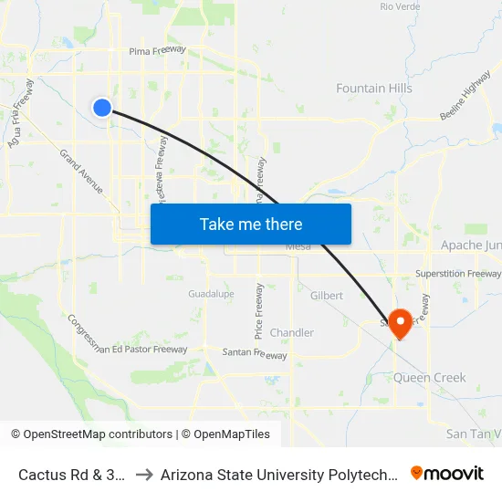 Cactus Rd & 31st Av to Arizona State University Polytechnic campus map