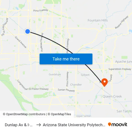 Dunlap Av & I-17 Fwy to Arizona State University Polytechnic campus map