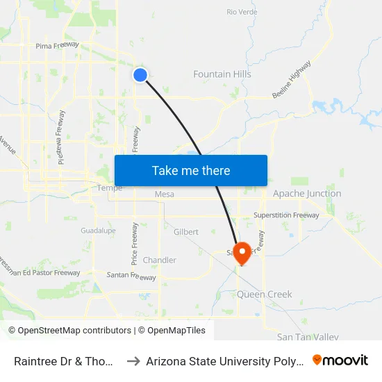 Raintree Dr & Thompson Peak to Arizona State University Polytechnic campus map