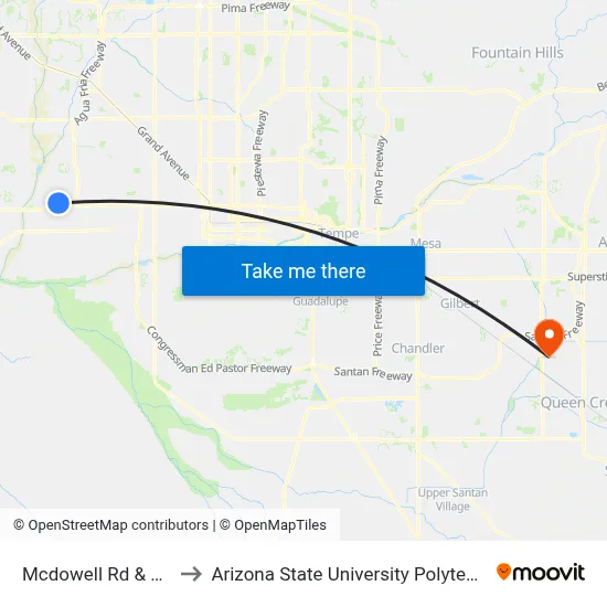 Mcdowell Rd & 107th Av to Arizona State University Polytechnic campus map