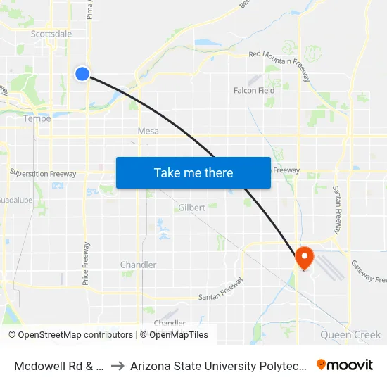 Mcdowell Rd & 87th St to Arizona State University Polytechnic campus map