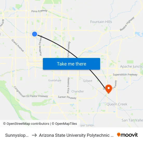 Sunnyslope Tc to Arizona State University Polytechnic campus map