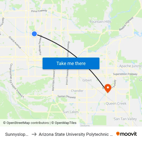 Sunnyslope Tc to Arizona State University Polytechnic campus map