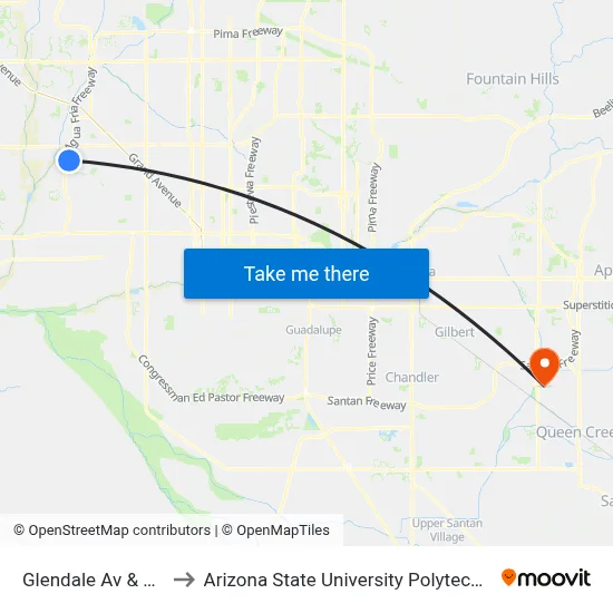 Glendale Av & 95th Av to Arizona State University Polytechnic campus map