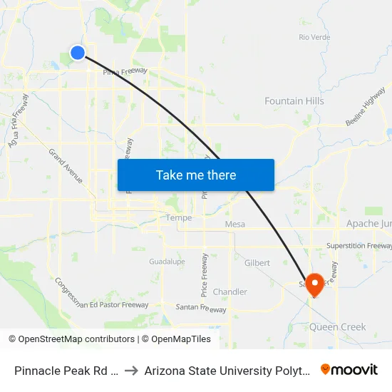 Pinnacle Peak Rd & 35th Av to Arizona State University Polytechnic campus map