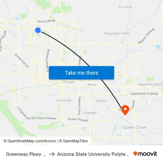 Greenway Pkwy & 7th Av to Arizona State University Polytechnic campus map