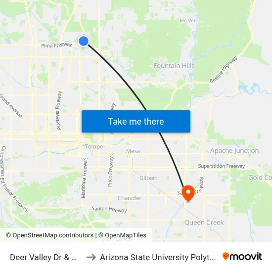 Deer Valley Dr & Marriott Dr to Arizona State University Polytechnic campus map