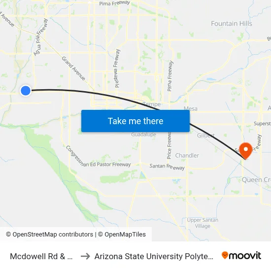 Mcdowell Rd & 107th Av to Arizona State University Polytechnic campus map