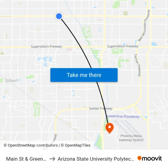 Main St & Greenfield Rd to Arizona State University Polytechnic campus map