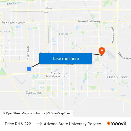 Price Rd & 2225 South to Arizona State University Polytechnic campus map