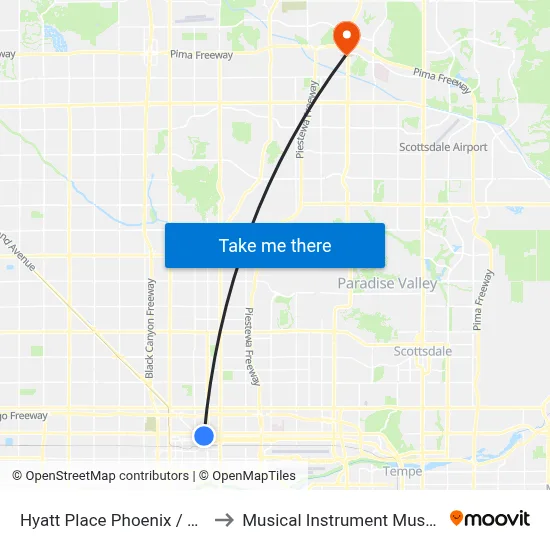 Hyatt Place Phoenix / Downtown to Musical Instrument Museum - MIM map