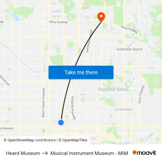 Heard Museum to Musical Instrument Museum - MIM map