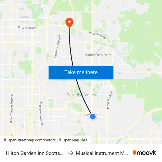 Hilton Garden Inn Scottsdale Old Town to Musical Instrument Museum - MIM map