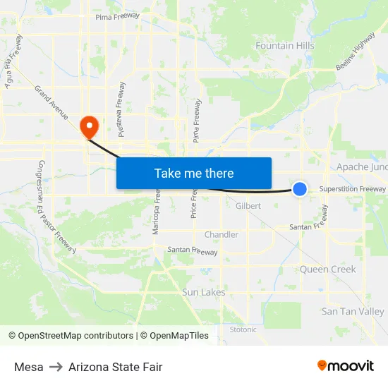Mesa to Arizona State Fair map