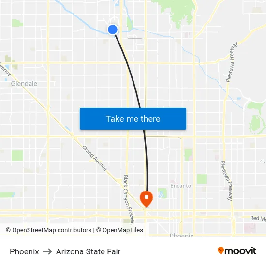 Phoenix to Arizona State Fair map