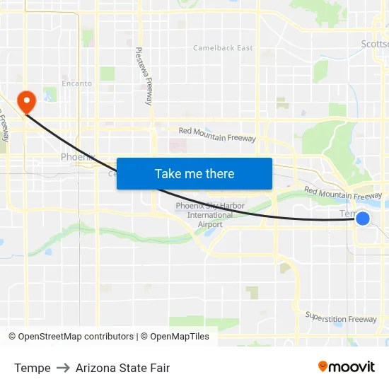 Tempe to Arizona State Fair map