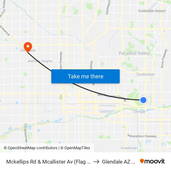 Mckellips Rd & Mcallister Av (Flag Zone) to Glendale AZ USA map